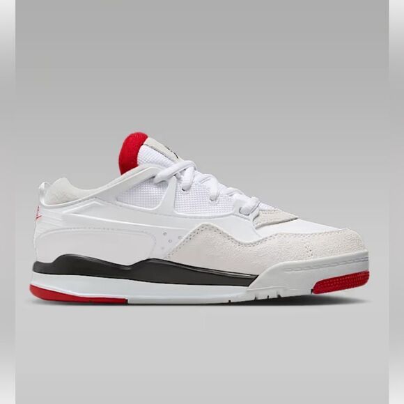 Air Jordan 4 RM Red & White Kids Leather Sneaker(Size 5.5Y) - Picture 1 of 12